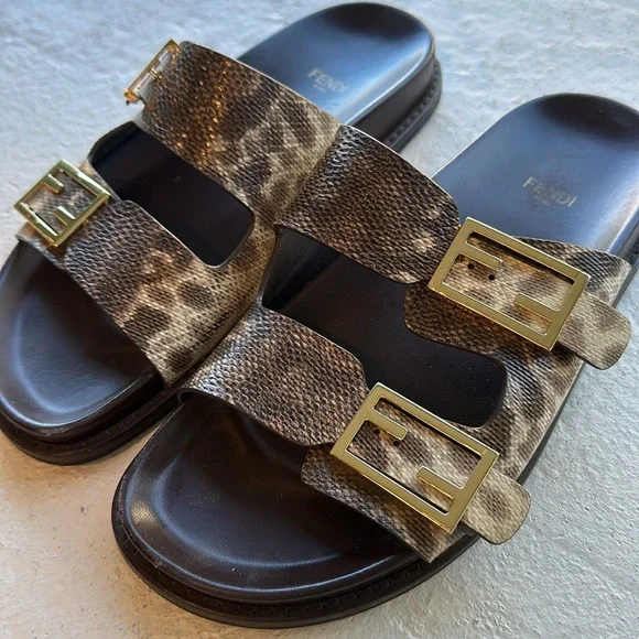 Fendi snakeskin slides / sandals - Picture 2 of 3